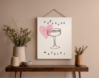 Espresso Martini Digital Wall Art – Minimalist Coffee Cocktail Print