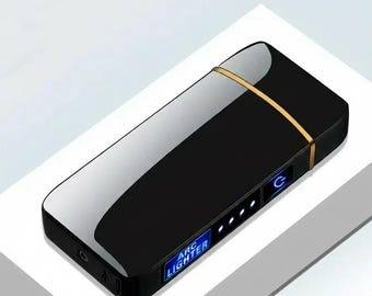 Elektrisches Feuerzeug aus Metall - Winddicht USB aufladbar - Sensor-Touch-LED-Anzeige für Zigaretten - Moderne Tech.