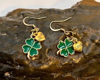 Irish Shamrock Love Earrings - Dainty but Makes a Statement -Trendy Best Friend Gift -Very Popular Cultural Symbol -Handmade - FREE GIFT BOX