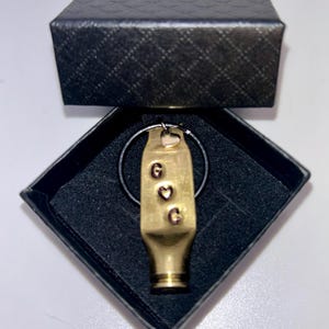 Pair 2 Bullet Key Ring - Keychain - Hand Stamped - Personalized Bullet Keychain - 21st Anniversary - Brass Anniversary Couple FREE GIFT BOX