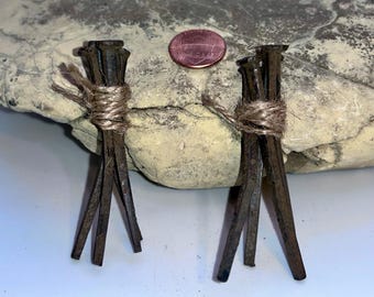 Antique Rusted Square Iron Coffin Nails – 1800s Reclaimed Protection Ward - Bundle of 4 Rusty 2.5” - Antique Strength - Smudged & Blessed