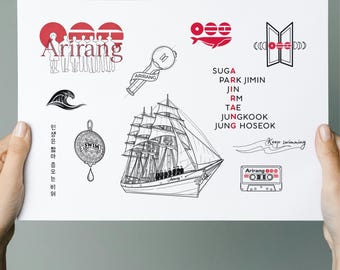 Arirang BTS tijdelijke tattoo-set | Kpop-bodysticker