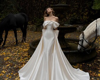 Satin Fairytale Bridal Gown Cottagecore Wedding Dress Princess Bride Outfit