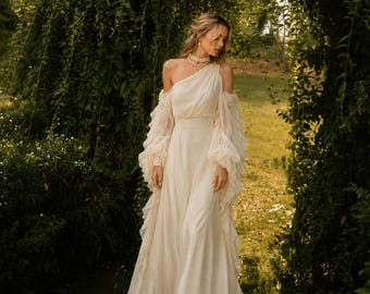 Fairytale Cottagecore Prom Dress Off Shoulder Bridal Gown Princess Guest Dress A-Line Bridal Dress