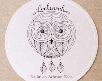Autocollants Hibou en papier frisé – Autocollants en papier naturel avec motif hibou | Pleine conscience | Minimaliste | Dessinés à la main