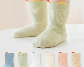 Baby Socks Cotton Soft Breathable Mid Calf Socks for Newborns Infants Toddlers Seamless Non Binding Socks for Spring Autumn