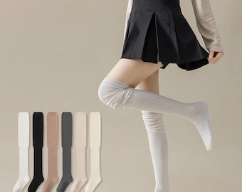 Womens Cotton Over The Knee Socks 54cm Long Slouch Socks Stretch Thigh High Socks for Spring Autumn Non Slip SoftStocking for Pregnant Women