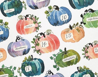 Marqueurs de date citrouilles à l'aquarelle | Stickers pour journaux et agendas | Imprimable