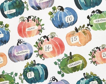 Watercolor Pumpkin Date Markers | Stickers for Journals and Planners | Printable