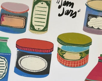 Jam Jar Illustration Labels | Journaling Ephemera | Gift Tags Printable | Collage Sheets