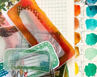 Spots et étiquettes de journalisation à l'aquarelle