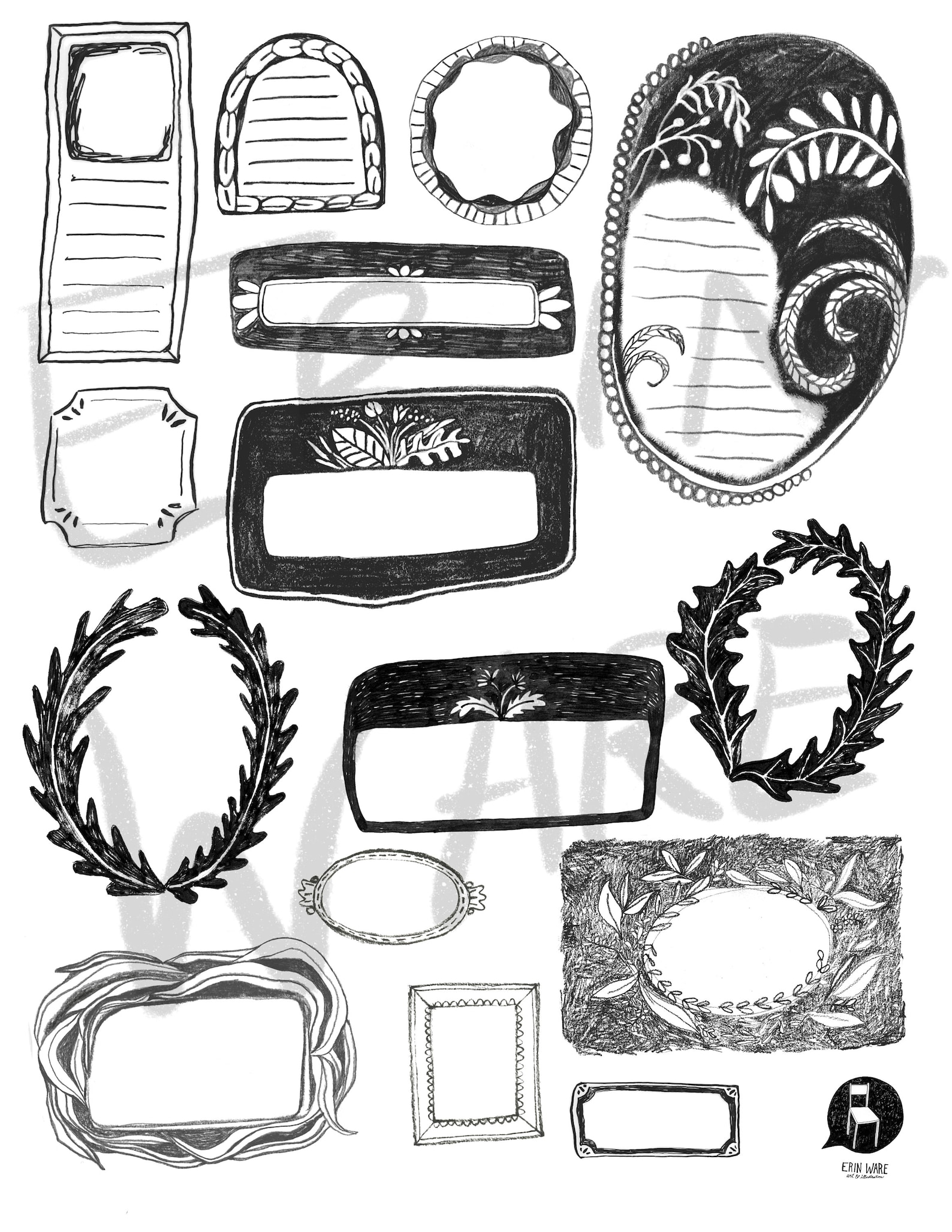 Graphite and Ink Labels and Journaling Spots - Etsy