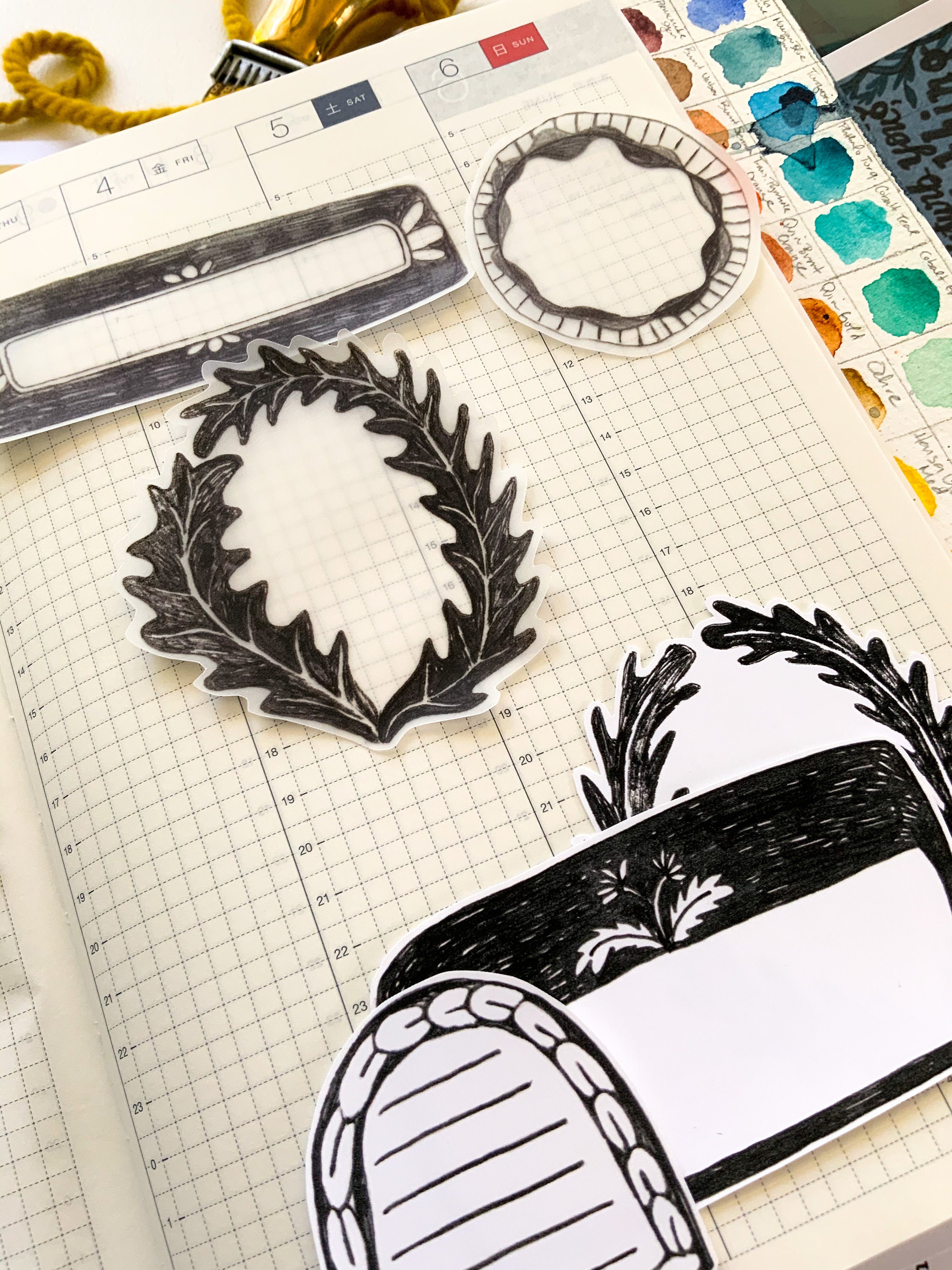 Graphite and Ink Labels and Journaling Spots - Etsy