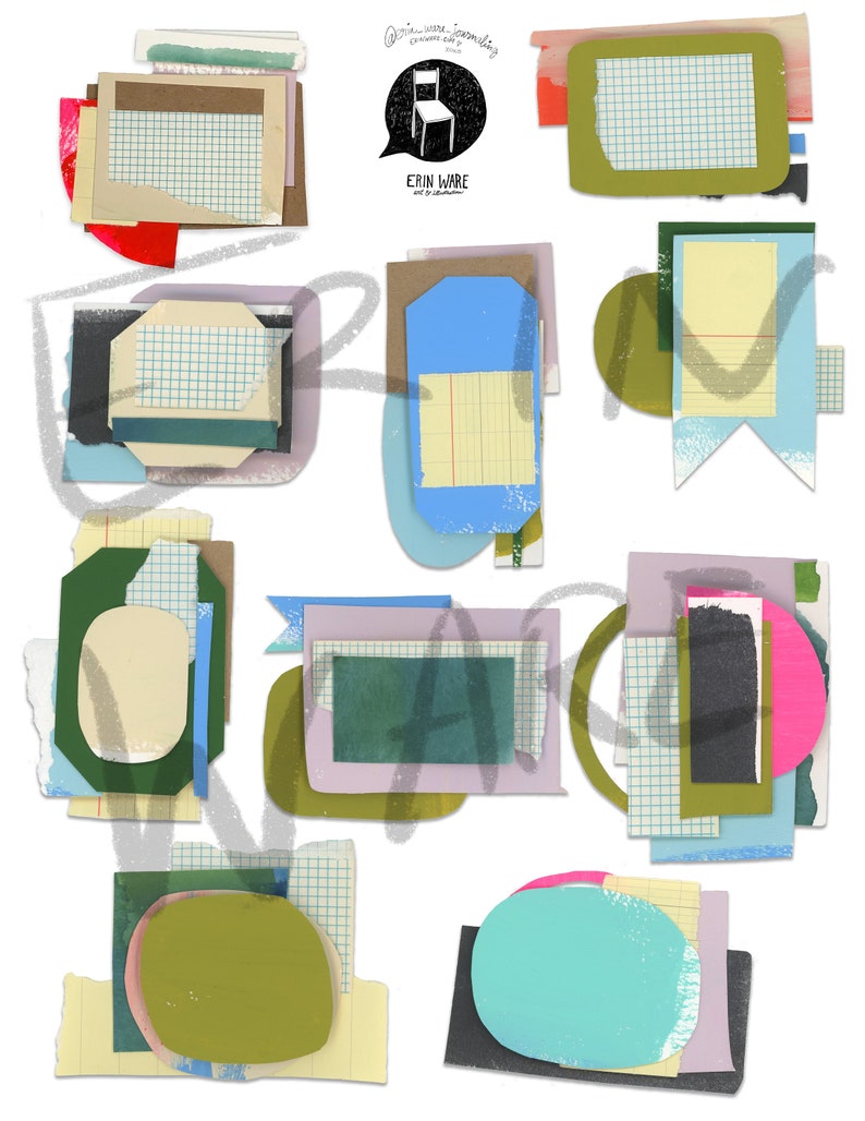 Collage Printable Labels and Journal Ephemera - Etsy