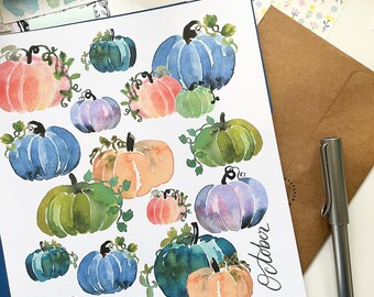 Citrouille aquarelle imprimable | Décoration pour agenda et pages de journal | Éphémères imprimables