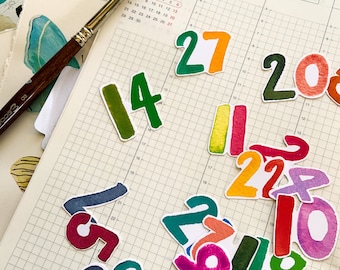 Numéros de date aquarelle Journal imprimable Éphémères