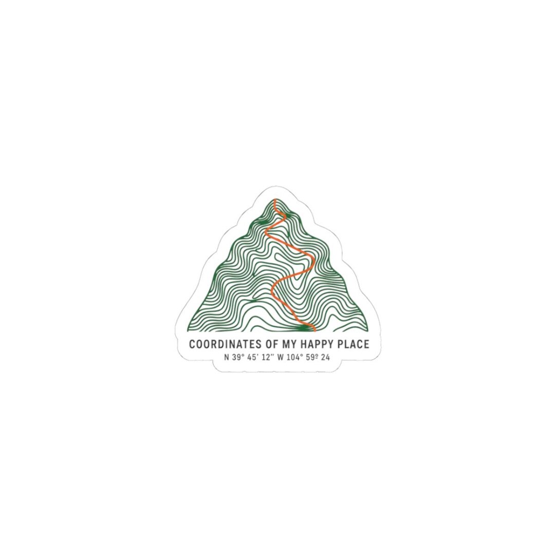 Contour Mountain Sticker | Topographic Map, Route Trace, Coordinates ...