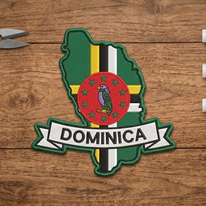 Dominica Map Flag Embroidered Patch, Caribbean Travel Souvenir Badge, Backpacks Jackets (Iron-On)