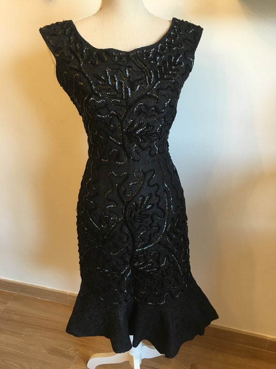 Vintage 1950's Soutache Mermaid Cocktail Dress