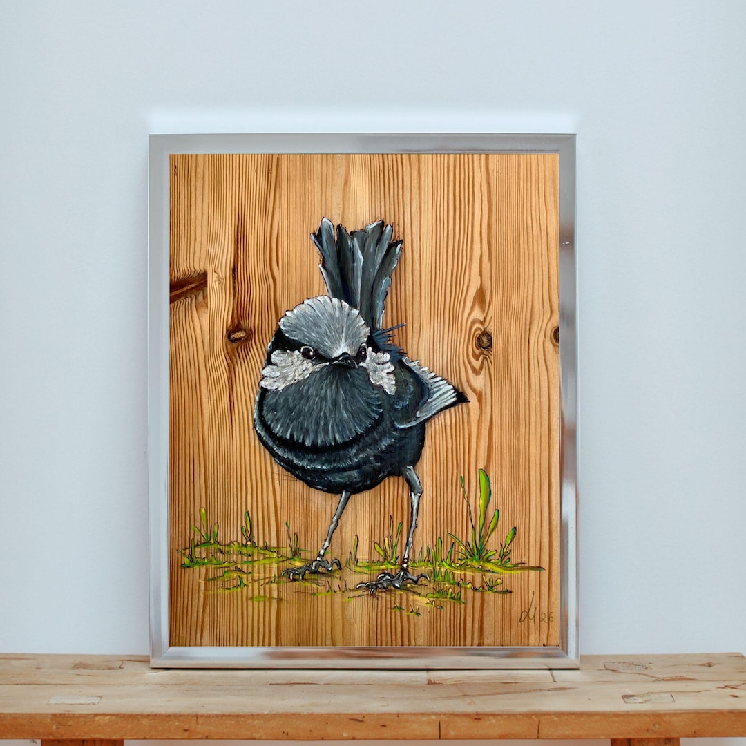 Original Bird Painting on Reclaimed Wood Panel Art, Rustic Nature Decor ...