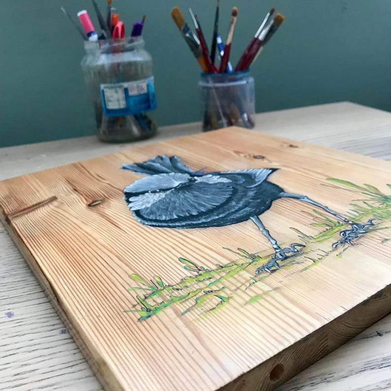 Original Bird Painting on Reclaimed Wood Panel Art, Rustic Nature Decor ...