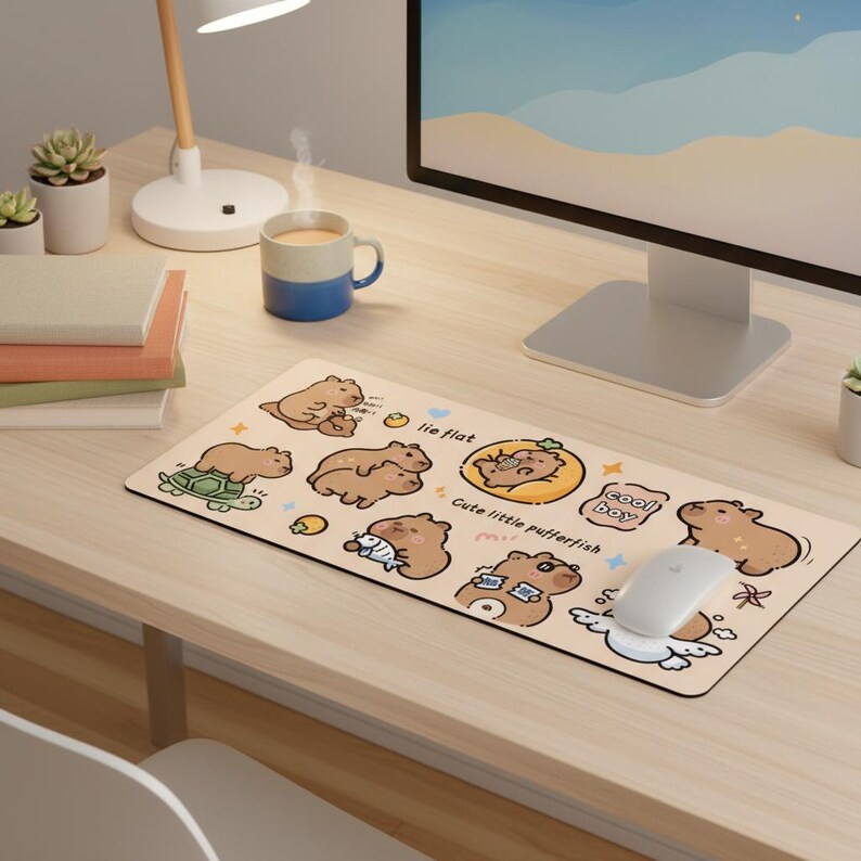 Capybara Desk Mat: Large Gaming Mouse Pad With Stitched Edge, Office ...