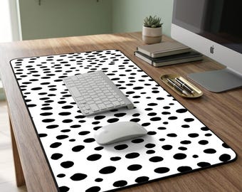 Dalmatian Print Desk Mat Black and White Slim Mouse Pad Extra Large Non-Slip Keyboard Pad Minimalist Office Decor WFH Accessory