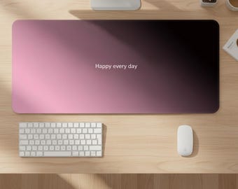 Gradient Desk Mat: Pink Purple Black, Minimalist Office Decor, Extended Mousepad