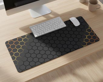 Honeycomb Hexagon Desk Mat: Tech Gaming Mouse Pad for Office Decor