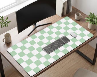 Pastel Checkerboard Desk Mat: Large Checkered Mouse Pad for Office, Student Home Workspace