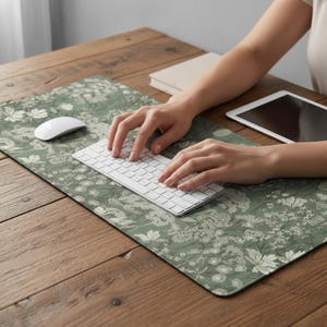 Vintage Floral Mouse Pad, Non-Slip Rubber Desk Mat, Office Mat, Keyboard Mat, Table Mat image 5