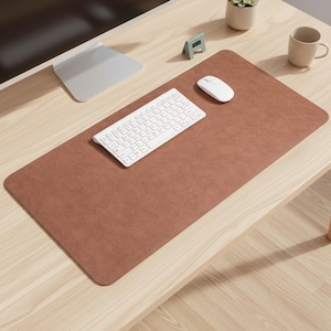 Tappetino da scrivania in pelle vintage: tappetino per mouse di grandi dimensioni, protezione per tavolo con texture in pelle bovina resistente alle macchie.