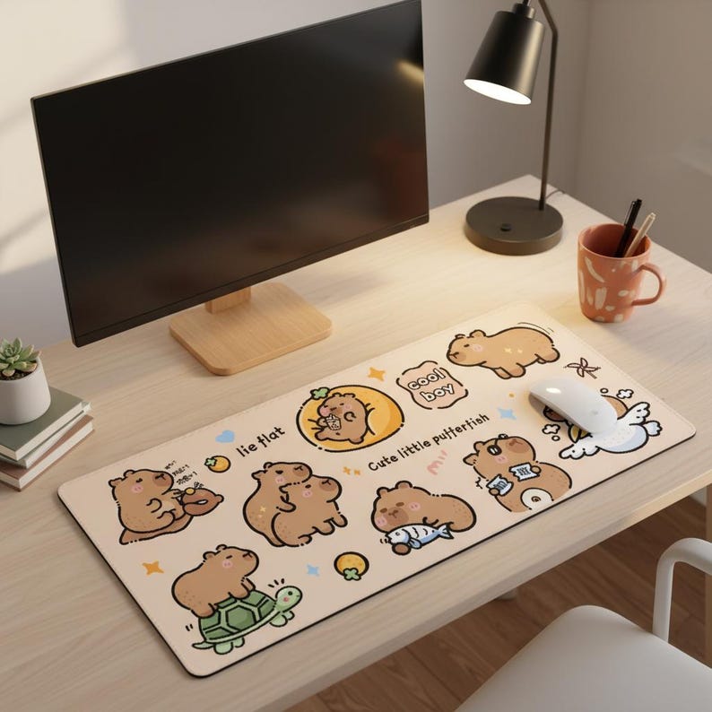 Capybara Desk Mat: Large Gaming Mouse Pad With Stitched Edge, Office ...