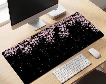 Extra Large Cherry Blossom Desk Mat – Pink Sakura Floral Mouse Pad, Office Decor