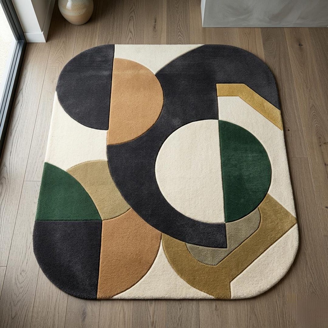 Modern Hand Tufted Wool Rug, Abstract Geometric Area Rug, Luxury ...
