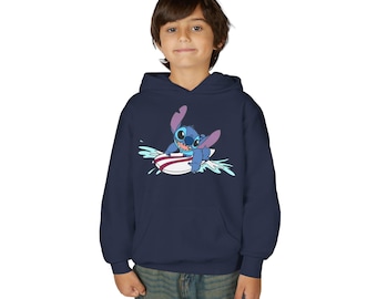 Bluza z kapturem Surfing Alien Character, młodzieżowa bluza z kapturem, prezent urodzinowy