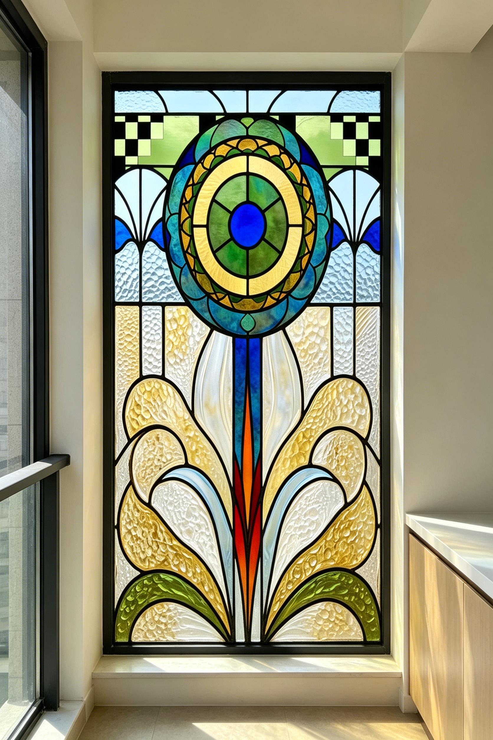 Custom Removable Window Sticker Custom Size Art Deco Stained Glass Window Film Privacy Decorative ...