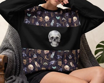 Persephone Sweatshirt, Dark Academia Skull Moth Crewneck, Greek Mythology Witchy Botanical Pullover, Cottagecore Bookish Gift