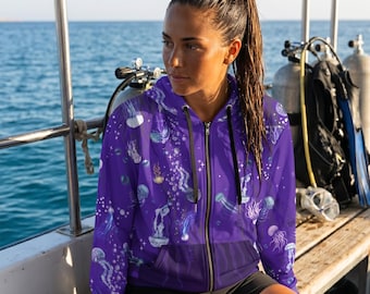 Medusa Jellyfish Zip Hoodie | Bioluminescent Deep Sea Recycled Spring Jacket