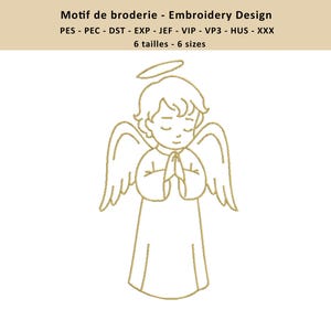 Motif de Broderie Ange qui prie, Design religieux Chrétien, Fichier Baptême, mariage et Communion, Téléchargement Instantané