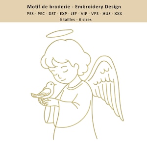 Diseño de bordado a máquina de un ángel y una paloma, diseño religioso cristiano, archivo para bautizo, boda y comunión, descarga instantánea.