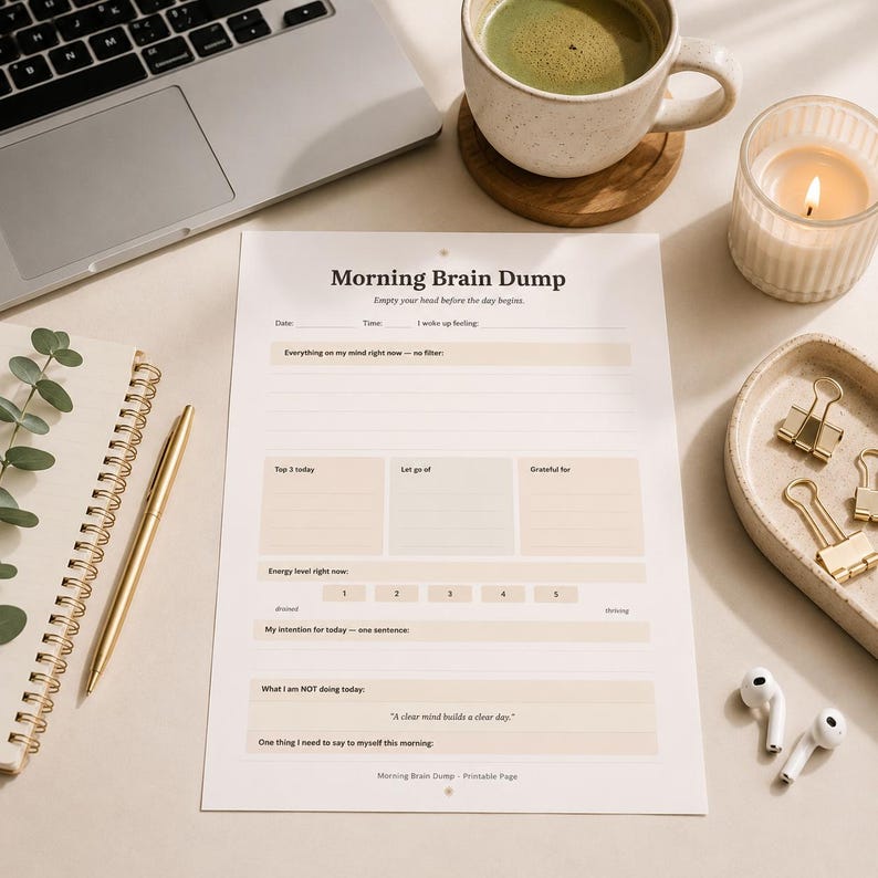 Morning Brain Dump Printable PDF | ADHD Morning Reset Journal | Mental Clarity Planner | Anxiety ...