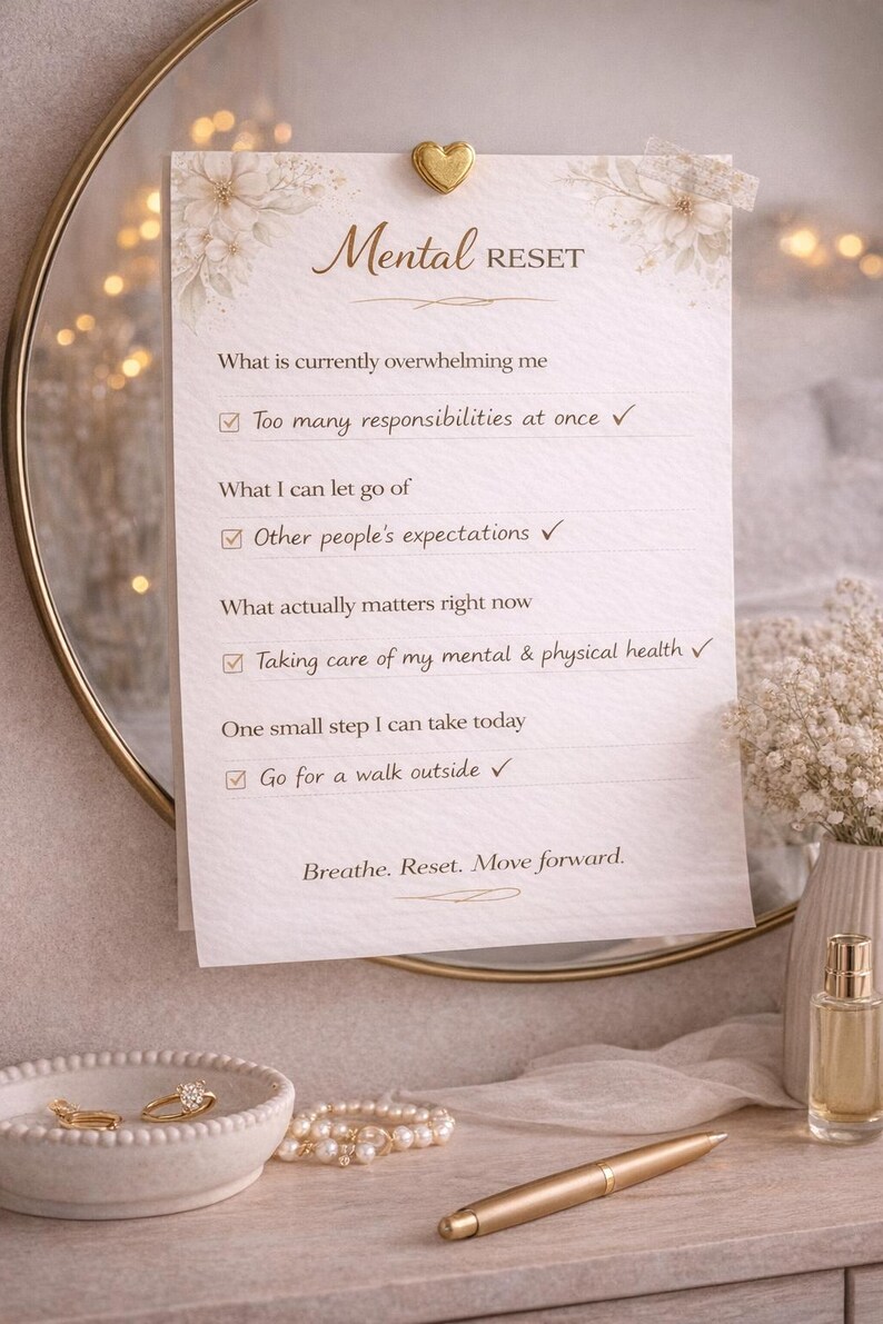 Mental Reset Worksheet Printable | Overthinking Reset Page | Mind ...