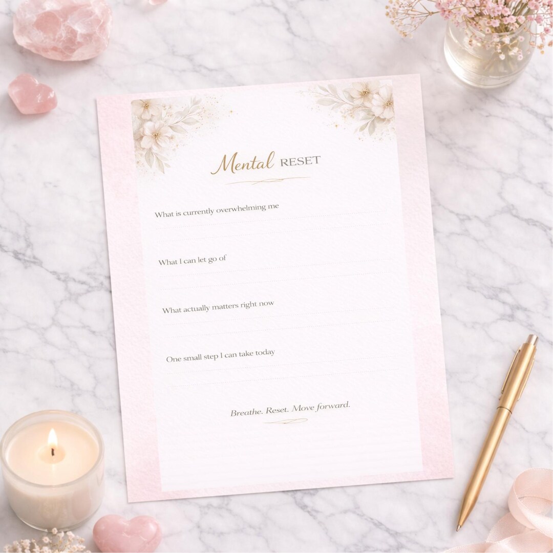 Mental Reset Worksheet Printable | Overthinking Reset Page | Mind ...
