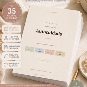 Peut inclure: Un journal de développement personnel intitulé "Autocuidado" avec le texte "Quatre semaines pour se reconnecter avec soi-même." Le journal comprend 35 pages et un programme de 28 jours. Il traite du corps, de l'esprit, des émotions et de l'âme.
