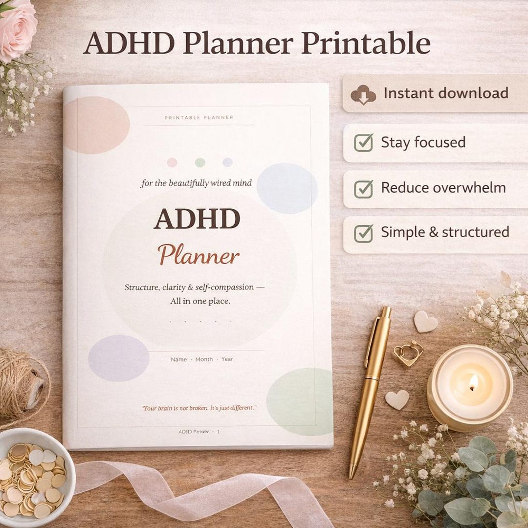 ADHD Planner Printable PDF, Neurodivergent Daily Planner, Focus ...