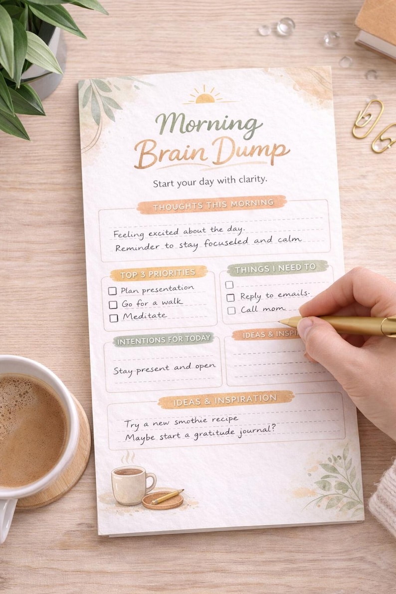 Morning Brain Dump Printable | Morning Routine Planner | Mental Clarity ...