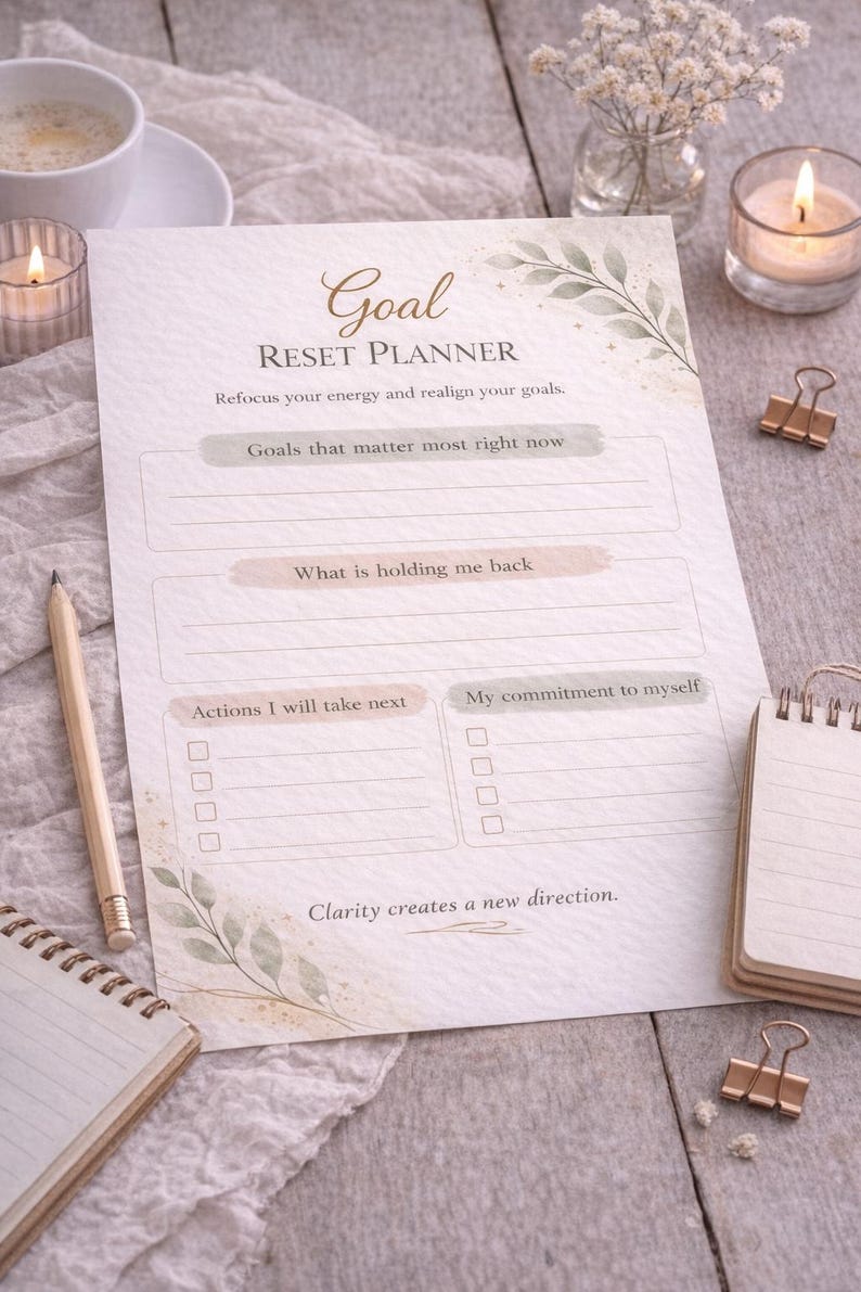 Goal Reset Planner Printable | Goal Setting Worksheet | Life Reset ...