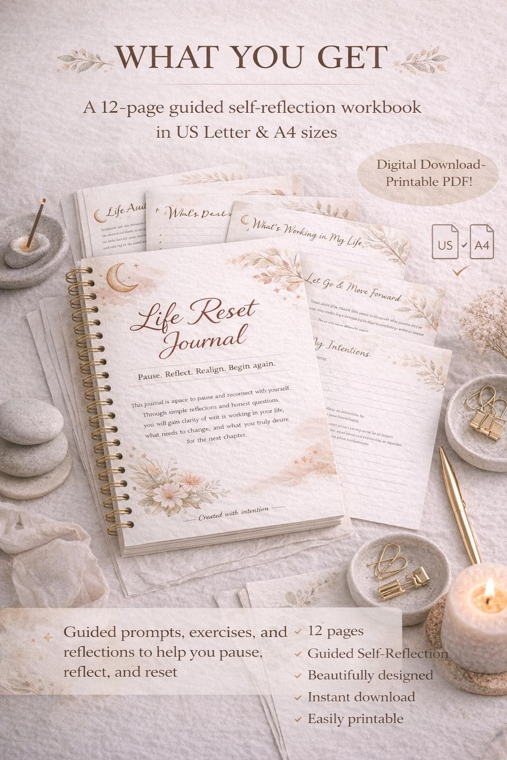 Life Reset Journal Printable | Self Reflection Workbook | Life Audit ...