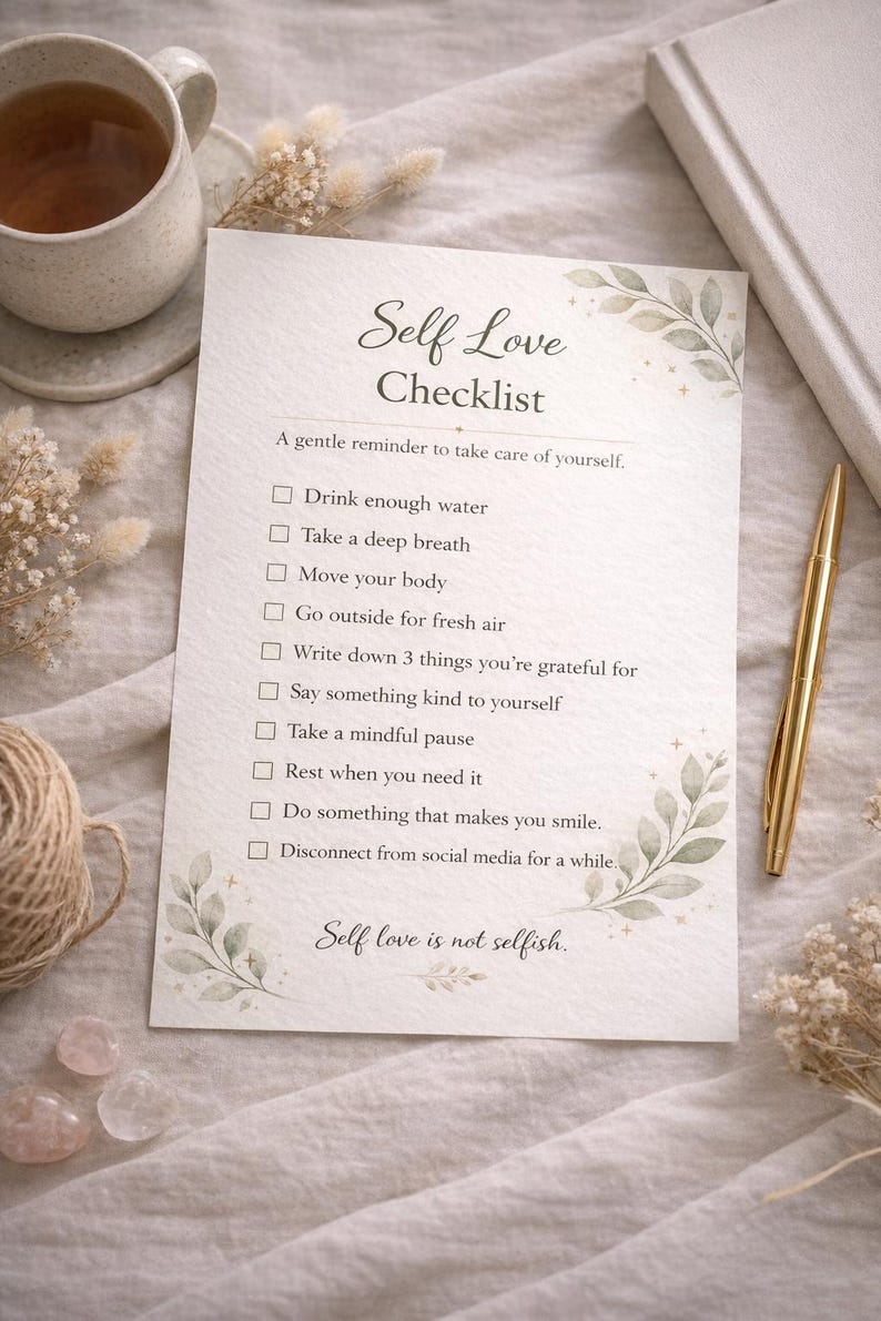 Self Love Checklist Printable | Self Care Checklist | Daily Self Care ...